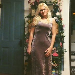 Dusty Pink velvet maxi dress